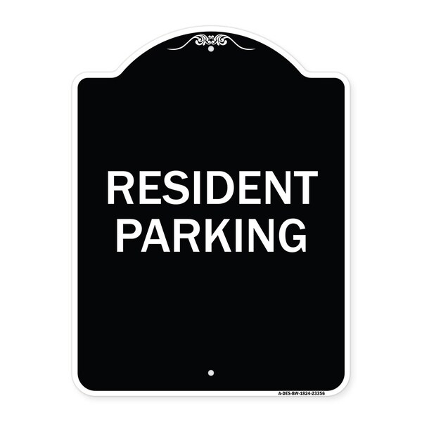 Parking Resident Parking Heavy-Gauge Aluminum Architectural Sign, 24" x 18", BW-1824-23356